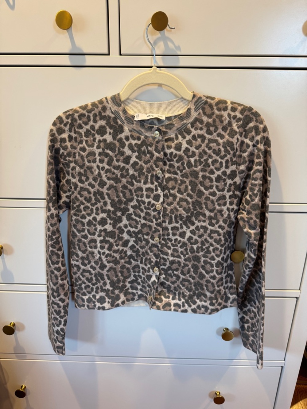 Leopard Print Button-Up Cardigan - Neutral Tones